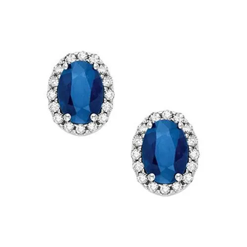 Oval Sapphire Natural Earth Mined Diamonds Stud Earring 460 Carats White Gold 14K GB Earrings Oval Sapphire Natural Earth Mined Diamonds Stud Earring 460 Carats White Gold 14K GB Earrings