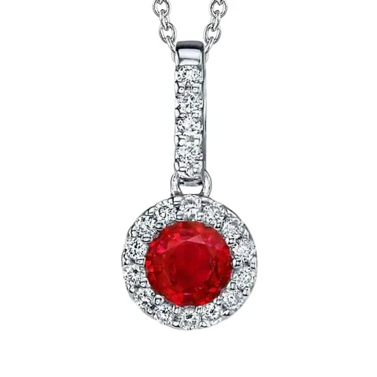 Pendant Necklace Round Cut 680 Ct Ruby And Natural Earth Mined Diamonds Gold White 14K GB Necklaces Pendant Necklace Round Cut 680 Ct Ruby And Natural Earth Mined Diamonds Gold White 14K GB Necklaces