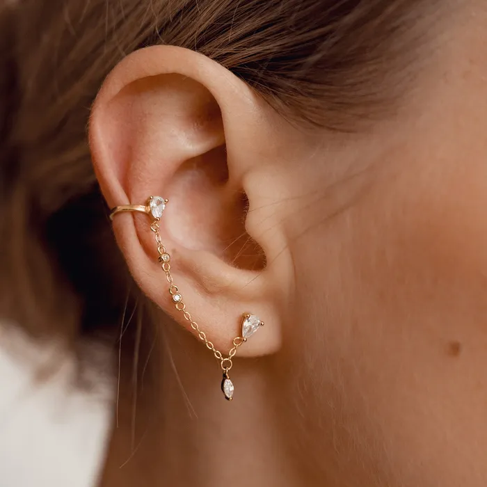 Radiant Double Stud Earring Sterling Silver Gold Hey Happiness Earrings Radiant Double Stud Earring Sterling Silver Gold Hey Happiness Earrings