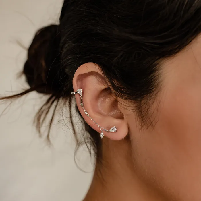 Radiant Double Stud Earring Sterling Silver Gold Hey Happiness Earrings Radiant Double Stud Earring Sterling Silver Gold Hey Happiness Earrings