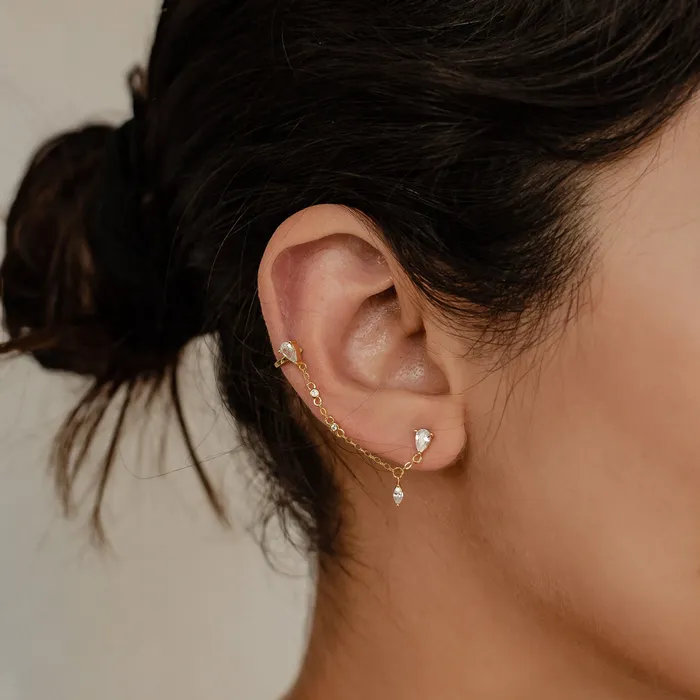 Radiant Double Stud Earring Sterling Silver Gold Hey Happiness Earrings Radiant Double Stud Earring Sterling Silver Gold Hey Happiness Earrings