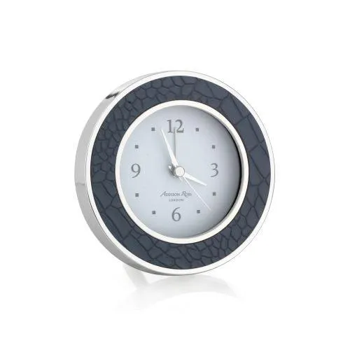 Rings Addison Ross Addison Ross Blue Croc Silver Silent Alarm Clock SilverPlated