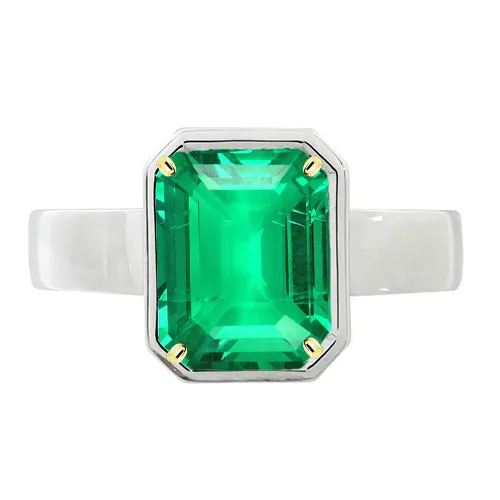 Rings Classic Emerald Shape Solitaire Ring Green Emerald Stone HarryChadEntcom