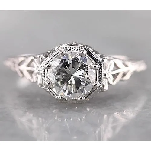 Rings Filigree Round Real Natural Earth Mined Diamond Ring 150 Carats White Gold 14K GB Rings Filigree Round Real Natural Earth Mined Diamond Ring 150 Carats White Gold 14K GB