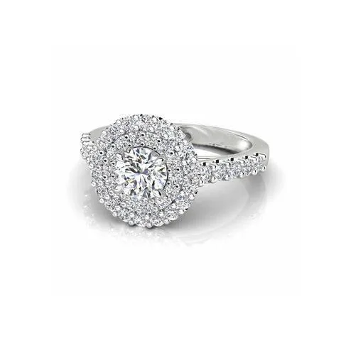 Rings GB 195 Carats Round Halo Natural Earth Mined Diamond Wedding Ring Rings GB 195 Carats Round Halo Natural Earth Mined Diamond Wedding Ring
