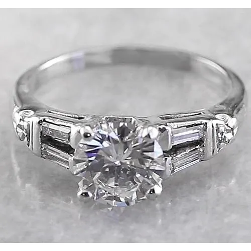Rings GB 2 Carats Round Natural Earth Mined Diamond Engagement Ring White Gold 14K Rings GB 2 Carats Round Natural Earth Mined Diamond Engagement Ring White Gold 14K