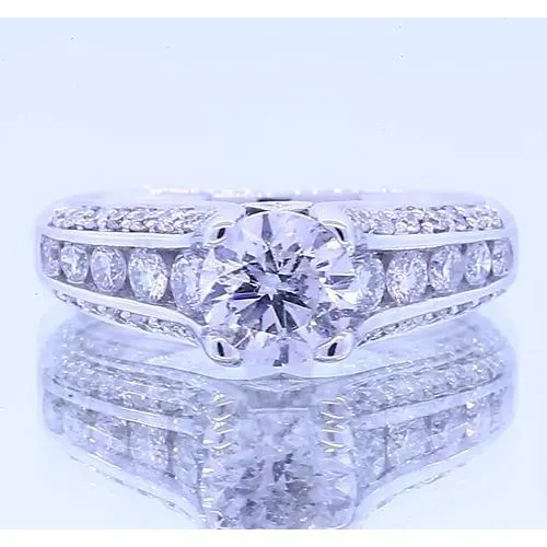 Rings GB 2 Carats Round Natural Earth Mined Diamond Engagement Ring With Accents New Rings GB 2 Carats Round Natural Earth Mined Diamond Engagement Ring With Accents New