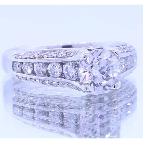 Rings GB 2 Carats Round Natural Earth Mined Diamond Engagement Ring With Accents New Rings GB 2 Carats Round Natural Earth Mined Diamond Engagement Ring With Accents New