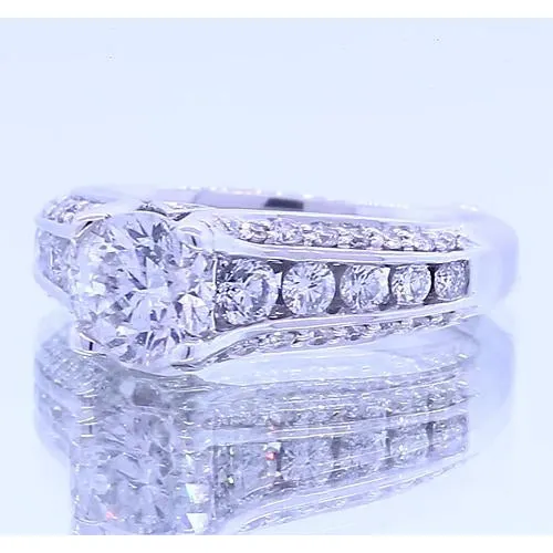 Rings GB 2 Carats Round Natural Earth Mined Diamond Engagement Ring With Accents New Rings GB 2 Carats Round Natural Earth Mined Diamond Engagement Ring With Accents New