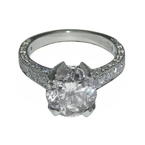 Rings GB 401 Ct Round Brilliant Pave Real Natural Earth Mined Diamond WG Solitaire Ring With Accents Rings GB 401 Ct Round Brilliant Pave Real Natural Earth Mined Diamond WG Solitaire Ring With Accents