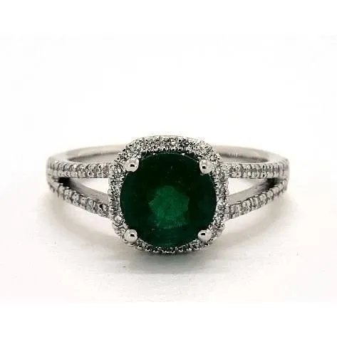 Rings GB 655 Ct Round Cut Green Emerald Natural Earth Mined Diamond Ring White Gold 14K