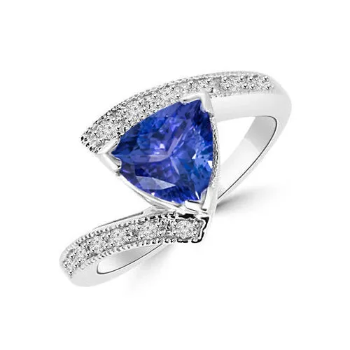 Rings GB 725 Ct Solitaire With Accent Tanzanite With Natural Earth Mined Diamonds Ring 14K Gold Rings GB 725 Ct Solitaire With Accent Tanzanite With Natural Earth Mined Diamonds Ring 14K Gold
