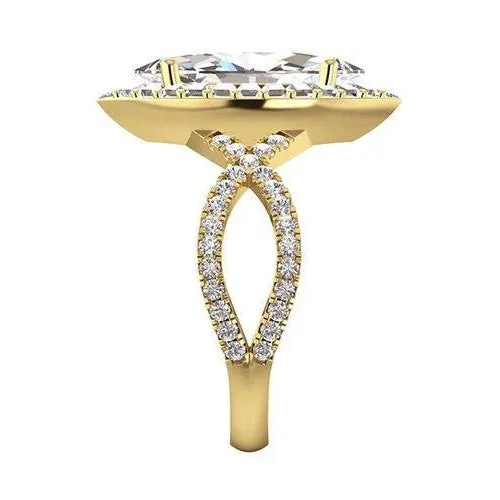 Rings GB Halo Natural Earth Mined Diamond Engagement Ring 6 Carats Marquise Center Yellow Gold 14K Rings GB Halo Natural Earth Mined Diamond Engagement Ring 6 Carats Marquise Center Yellow Gold 14K