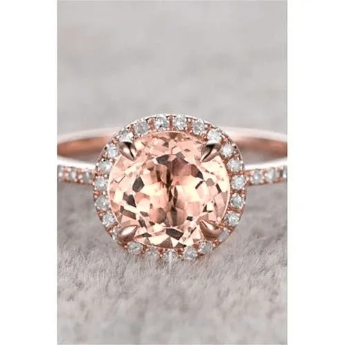 Rings GB Morganite And Natural Earth Mined Diamonds Round Cut 1150 Ct Ring Rose Gold 14K Rings GB Morganite And Natural Earth Mined Diamonds Round Cut 1150 Ct Ring Rose Gold 14K