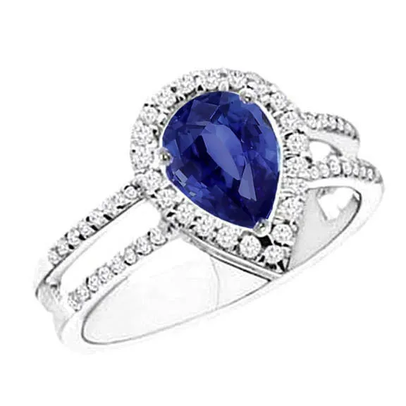 Rings GB Sapphire And Natural Earth Mined Diamonds 275 Carats Ring Split Shank Gold White 14K Rings GB Sapphire And Natural Earth Mined Diamonds 275 Carats Ring Split Shank Gold White 14K