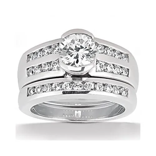 Rings GB White Gold Natural Earth Mined Diamond Engagement Ring and Band Set 180 Cts Rings GB White Gold Natural Earth Mined Diamond Engagement Ring and Band Set 180 Cts