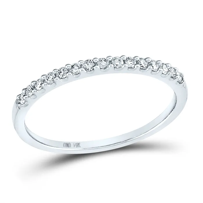 Rings GND 14kt White Gold Womens Round Diamond Wedding Single Row Band 16 Cttw GND