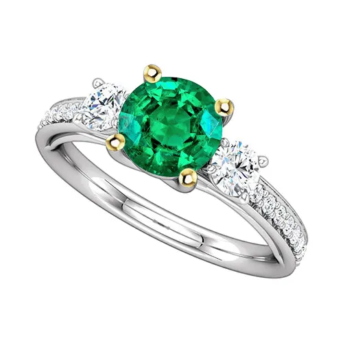 Rings Green Emerald Wedding Ring 3 Stone Style Diamond Band HarryChadEntcom