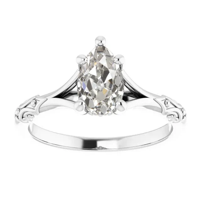 Rings HarryChadEntcom Antique Style Solitaire Pear Old Mine Cut Real Natural Earth Mined Diamond Ring 2 Carats Rings HarryChadEntcom Antique Style Solitaire Pear Old Mine Cut Real Natural Earth Mined Diamond Ring 2 Carats