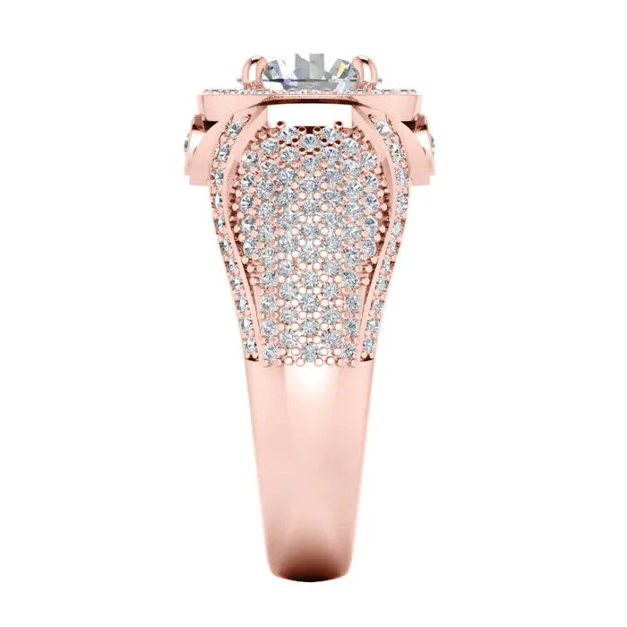Rings HarryChadEntcom Big Round Natural Earth Mined Diamond Mens Ring With Accents 550 Carats White Gold 14K Rings HarryChadEntcom Big Round Natural Earth Mined Diamond Mens Ring With Accents 550 Carats White Gold 14K