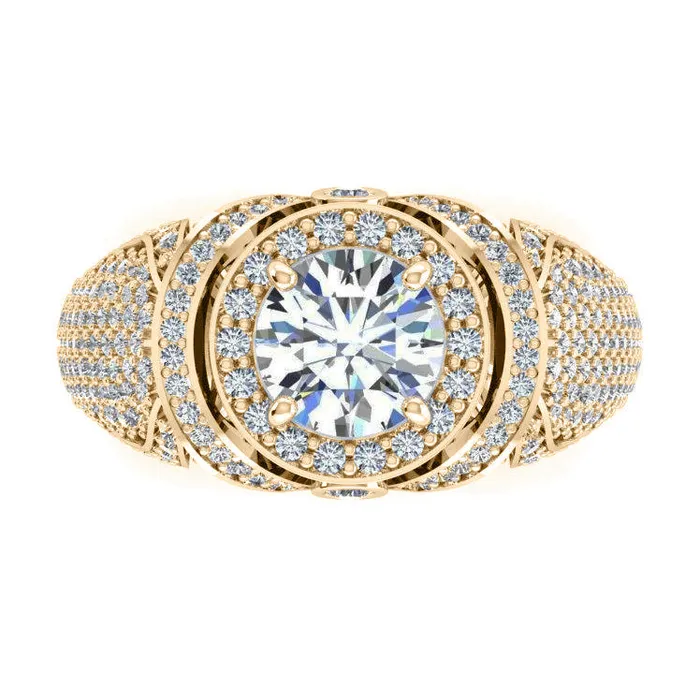Rings HarryChadEntcom Big Round Natural Earth Mined Diamond Mens Ring With Accents 550 Carats White Gold 14K Rings HarryChadEntcom Big Round Natural Earth Mined Diamond Mens Ring With Accents 550 Carats White Gold 14K