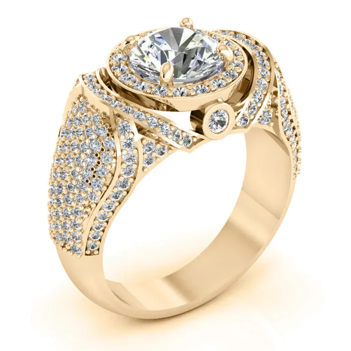 Rings HarryChadEntcom Big Round Natural Earth Mined Diamond Mens Ring With Accents 550 Carats White Gold 14K Rings HarryChadEntcom Big Round Natural Earth Mined Diamond Mens Ring With Accents 550 Carats White Gold 14K