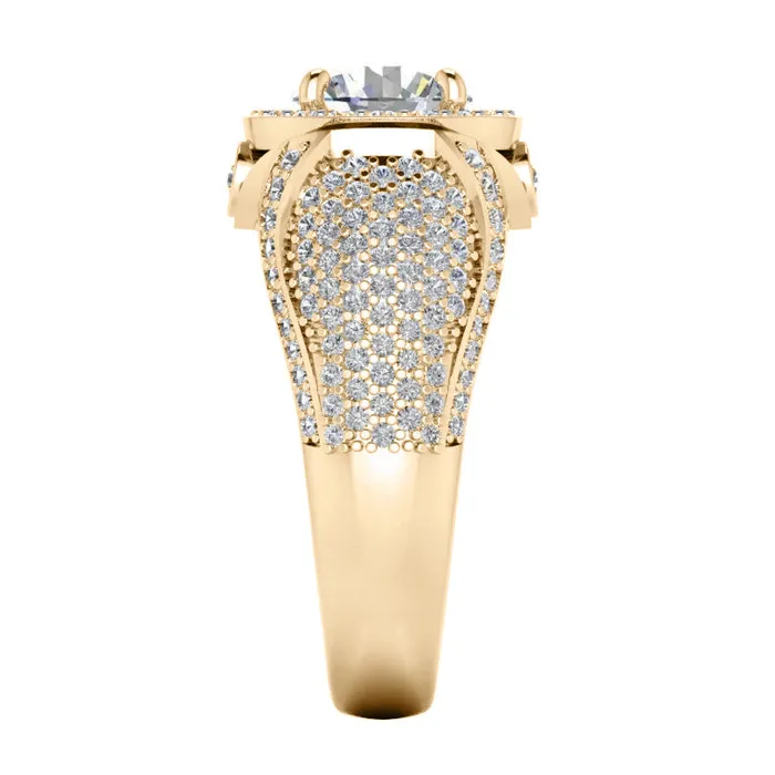 Rings HarryChadEntcom Big Round Natural Earth Mined Diamond Mens Ring With Accents 550 Carats White Gold 14K Rings HarryChadEntcom Big Round Natural Earth Mined Diamond Mens Ring With Accents 550 Carats White Gold 14K