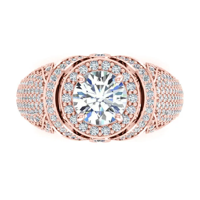 Rings HarryChadEntcom Big Round Natural Earth Mined Diamond Mens Ring With Accents 550 Carats White Gold 14K Rings HarryChadEntcom Big Round Natural Earth Mined Diamond Mens Ring With Accents 550 Carats White Gold 14K