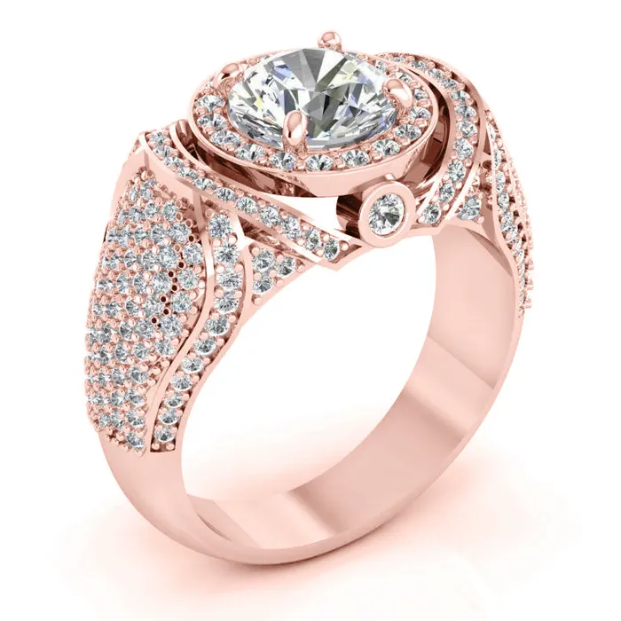 Rings HarryChadEntcom Big Round Natural Earth Mined Diamond Mens Ring With Accents 550 Carats White Gold 14K Rings HarryChadEntcom Big Round Natural Earth Mined Diamond Mens Ring With Accents 550 Carats White Gold 14K