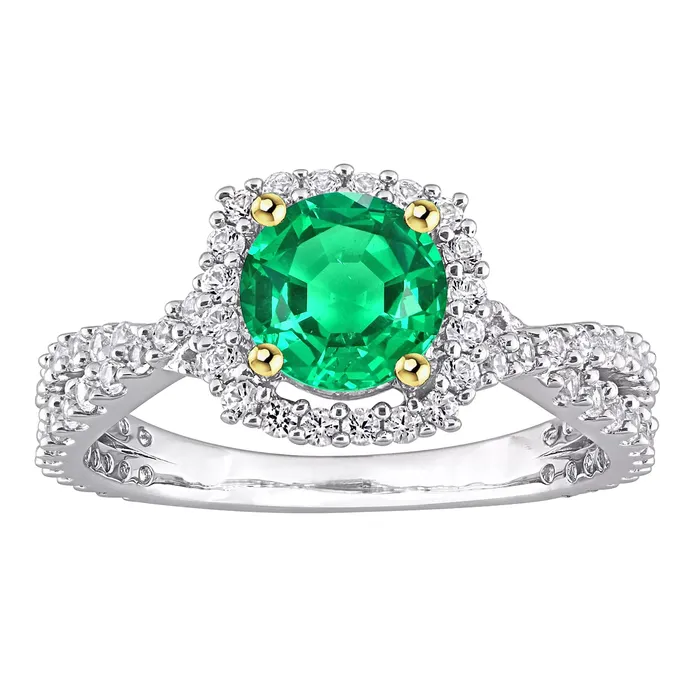 Rings HarryChadEntcom Designer Halo Green Emerald Ring