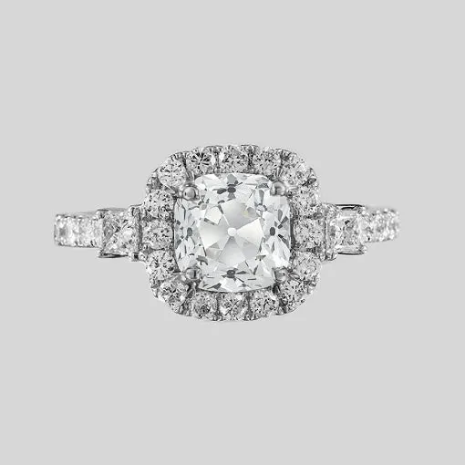 Rings HarryChadEntcom Halo Cushion Shaped Ring Old Miner Real Natural Earth Mined Diamonds 3 Carats 3 Stone Style Rings HarryChadEntcom Halo Cushion Shaped Ring Old Miner Real Natural Earth Mined Diamonds 3 Carats 3 Stone Style