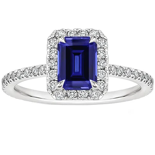 Rings HarryChadEntcom Halo Engagement Ring Emerald Cut Ceylon Sapphire Natural Earth Mined Diamond 425 Carats Rings HarryChadEntcom Halo Engagement Ring Emerald Cut Ceylon Sapphire Natural Earth Mined Diamond 425 Carats