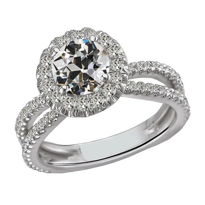 Rings HarryChadEntcom Natural Earth Mined Diamond Halo Ring Round Old European Split Shank 14K Gold 6 Carats Rings HarryChadEntcom Natural Earth Mined Diamond Halo Ring Round Old European Split Shank 14K Gold 6 Carats