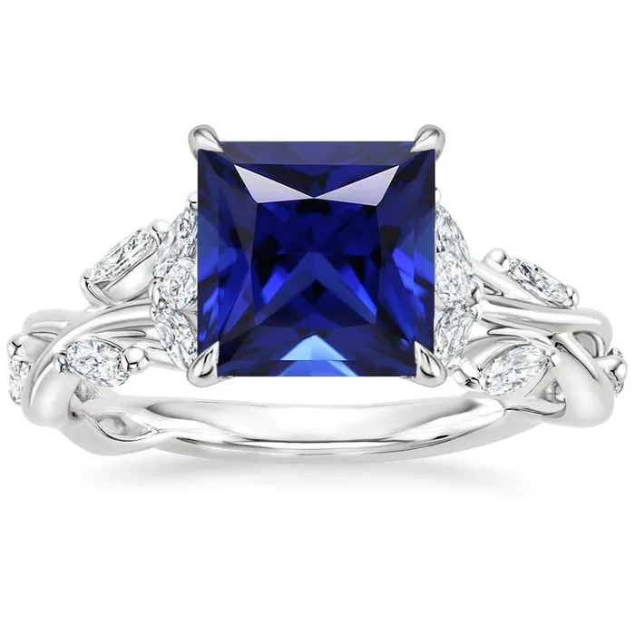 Rings HarryChadEntcom Princess Gemstone Ring With Natural Earth Mined Diamond Accents Ceylon Sapphire 6 Carats Rings HarryChadEntcom Princess Gemstone Ring With Natural Earth Mined Diamond Accents Ceylon Sapphire 6 Carats