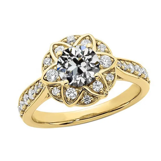 Rings HarryChadEntcom Round Old Cut Natural Earth Mined Diamond Halo Ring Star Style 14K Gold 425 Carats Rings HarryChadEntcom Round Old Cut Natural Earth Mined Diamond Halo Ring Star Style 14K Gold 425 Carats