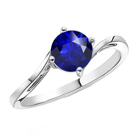 Rings HarryChadEntcom Solitaire Round Blue Sapphire Ring 250 Carats Tension Style Shank Rings HarryChadEntcom Solitaire Round Blue Sapphire Ring 250 Carats Tension Style Shank