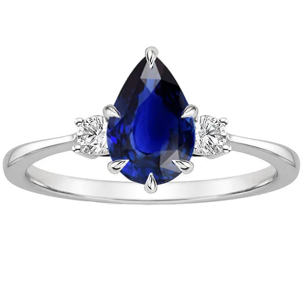 Rings HarryChadEntcom Three Stone Anniversary Ring Pear Blue Sapphire Natural Earth Mined Diamonds 3 Carats Rings HarryChadEntcom Three Stone Anniversary Ring Pear Blue Sapphire Natural Earth Mined Diamonds 3 Carats