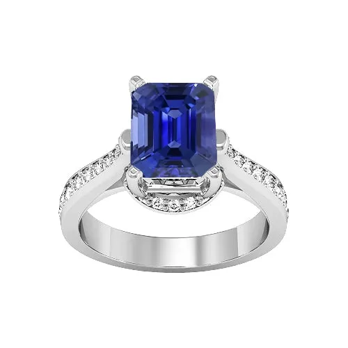 Rings HarryChadEntcom Womens Engagement Ring 250 Carats Emerald Sapphire Cathedral Setting Rings HarryChadEntcom Womens Engagement Ring 250 Carats Emerald Sapphire Cathedral Setting