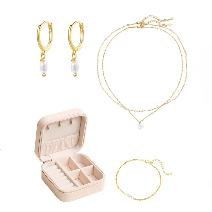 Rings Hey Happiness Pearl Sterling Silver Jewelry and Case Set