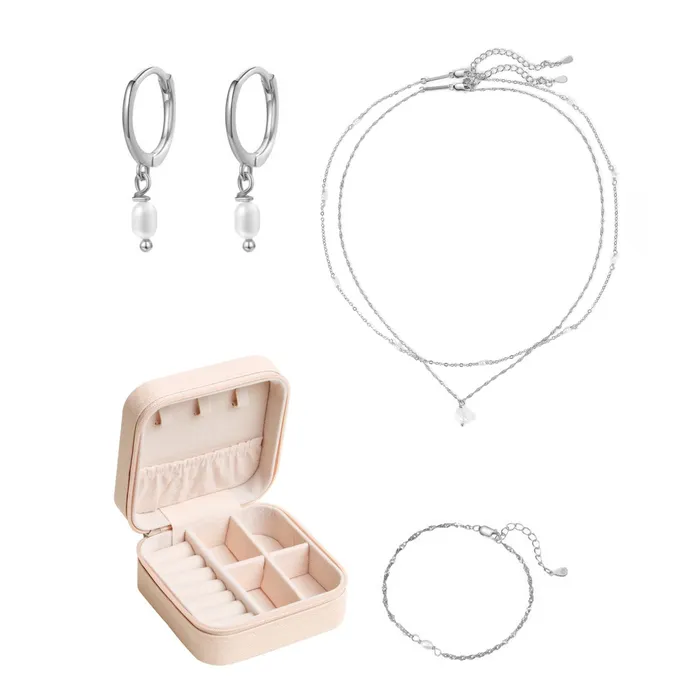 Rings Hey Happiness Pearl Sterling Silver Jewelry and Case Set
