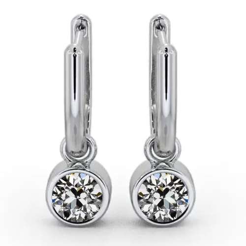 Round Old Cut Mined Diamond Drop Earrings 1 Carat Bezel Set HarryChadEntcom Earrings Round Old Cut Mined Diamond Drop Earrings 1 Carat Bezel Set HarryChadEntcom Earrings