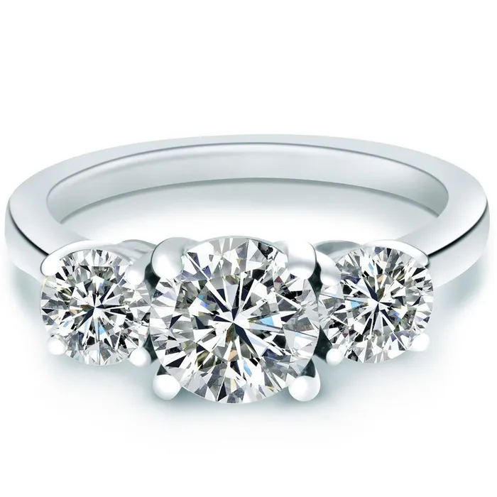 Round Real Natural Earth Mined Diamond 3 Stone Anniversary Ring Gold 140 Ct Jewelry New GB Rings Round Real Natural Earth Mined Diamond 3 Stone Anniversary Ring Gold 140 Ct Jewelry New GB Rings