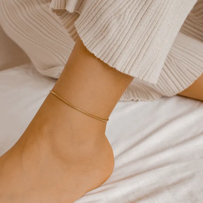 Round Snake Chain Anklet Gold Hey Happiness Necklaces Round Snake Chain Anklet Gold Hey Happiness Necklaces
