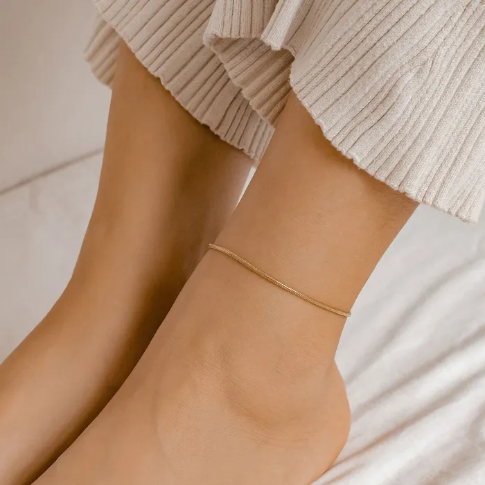 Round Snake Chain Anklet Gold Hey Happiness Necklaces Round Snake Chain Anklet Gold Hey Happiness Necklaces
