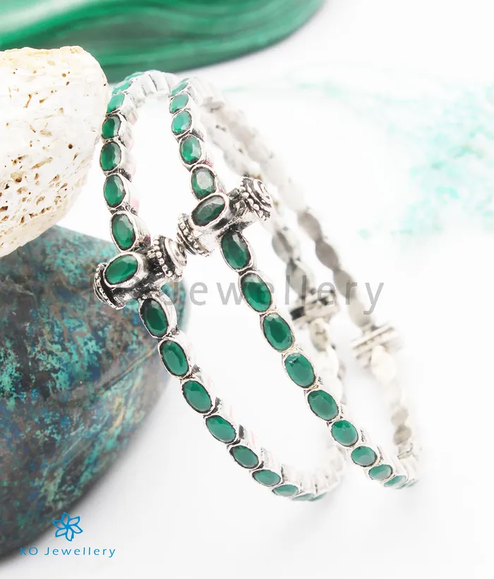 Silversmith Bracelets The Parna Silver Kemp Bracelet GreenOxidisedSize 28
