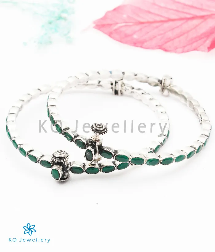 Silversmith Bracelets The Parna Silver Kemp Bracelet GreenOxidisedSize 28