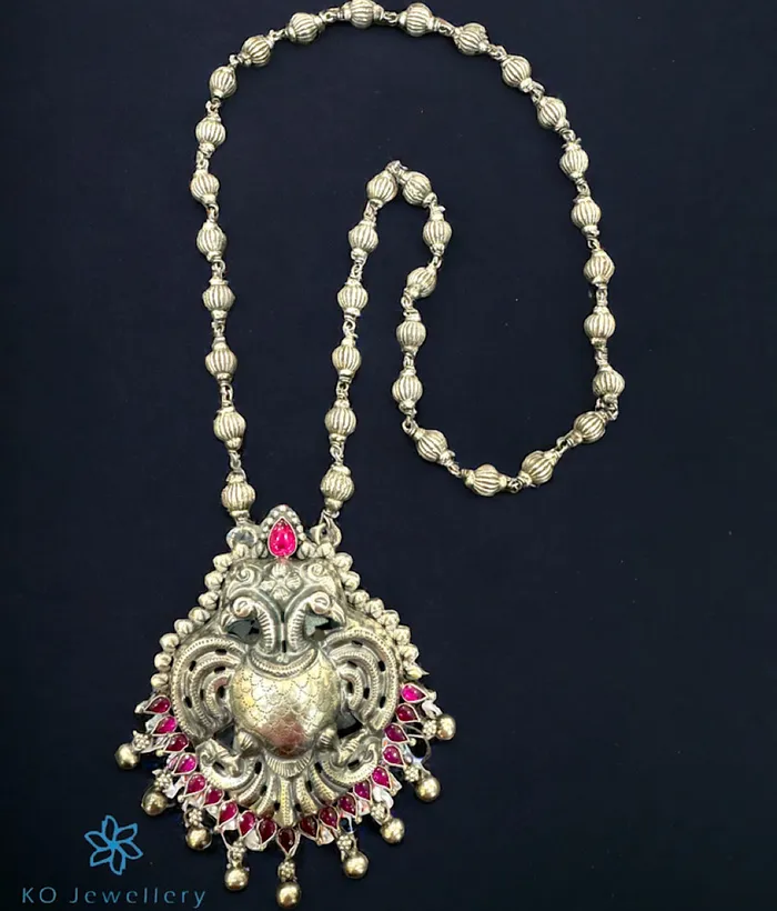 Silversmith Necklaces The Madhav Silver Gandaberunda Necklace Oxidised