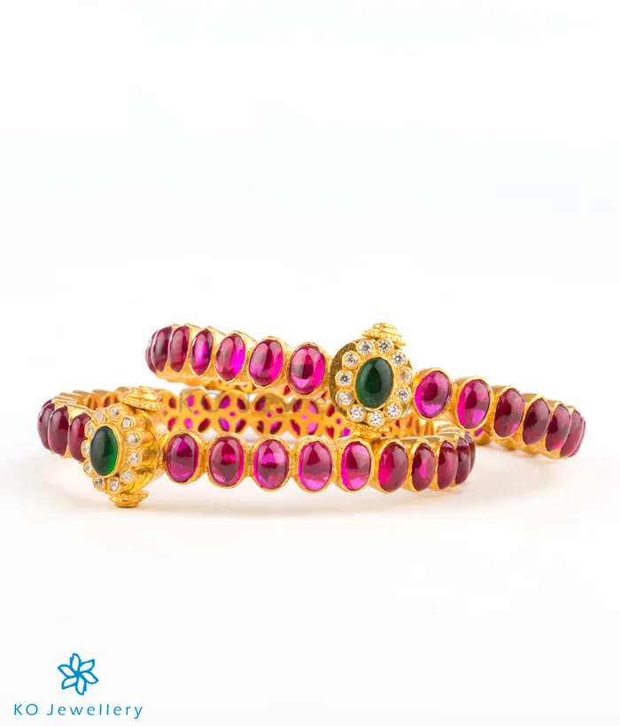 Silversmith The Padmakshi Silver Kemp BraceletRedGreenSize 22242628 Bracelets