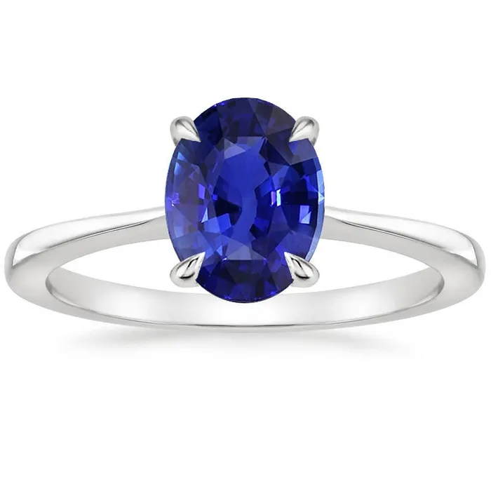 Solitaire Ring Oval Blue Sapphire 350 Carats Tapered Shank White Gold HarryChadEntcom Rings Solitaire Ring Oval Blue Sapphire 350 Carats Tapered Shank White Gold HarryChadEntcom Rings