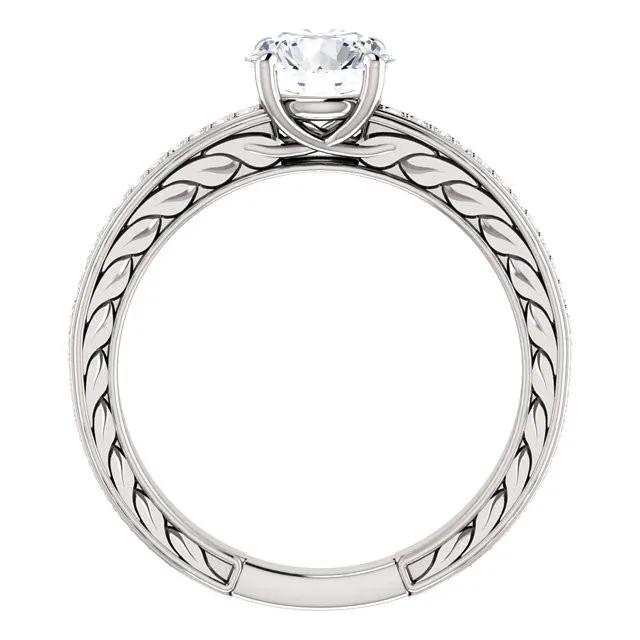 Solitaire With Accents 176 Carats Round Genuine Natural Earth Mined Diamond Anniversary Ring GB Rings
